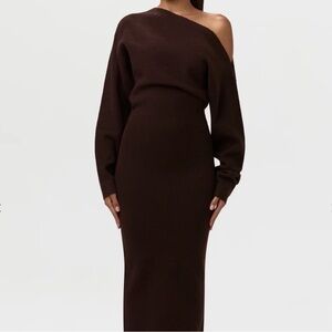 Naked Wardrobe Knit Off The Shoulder Dress